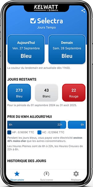 notifications sur l'application tempo edf by selectra